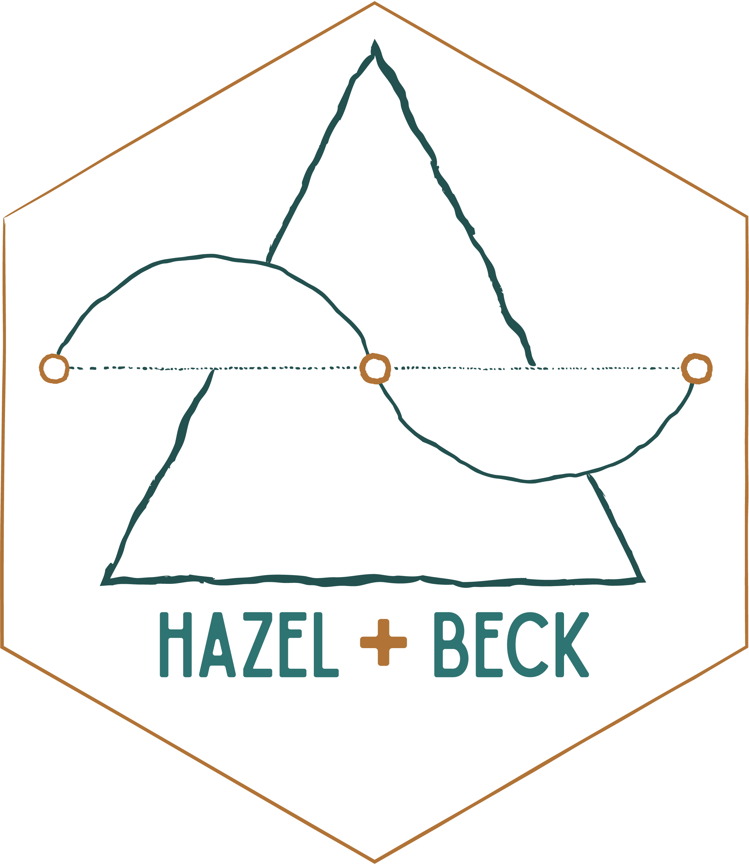 ALTERNATIVE / SECONDARY LOGO From the first round of client presentations: Omitting the stylized forest photograph in exchange for a simplified version of the illustration and logotype only gives this design flexibility across an array of use-cases in today’s business environment. The hexagonal framing of the logo will be incorporated as a design motif across digital assets and printed collateral.