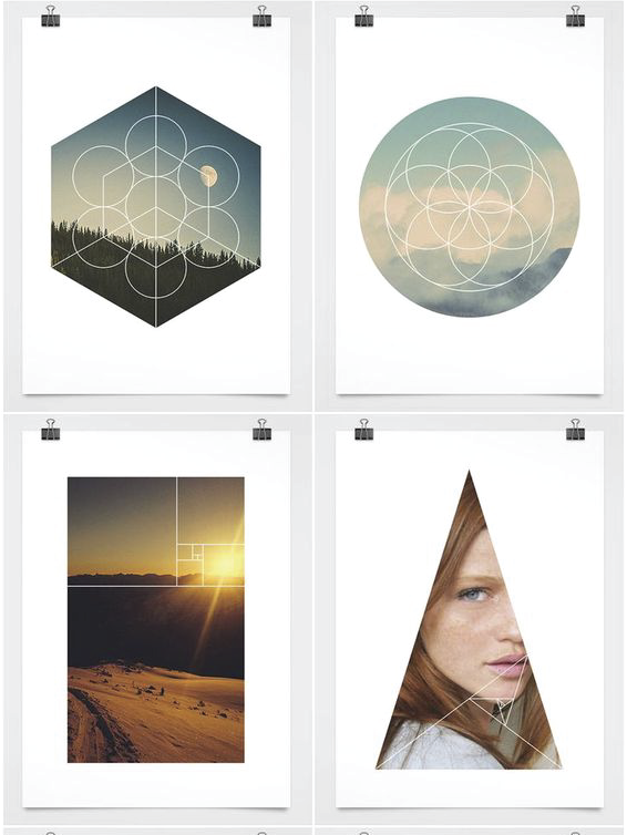 SACRED GEOMETRY IN ACTION Balance in and of nature is a major component of Hazel + Beck. Ainslie is drawn to the combination of textural imagery with geometric patterns. This modern geometric masks and shapes collection we found pinned on Pinterest was the jumping off point for this concept.