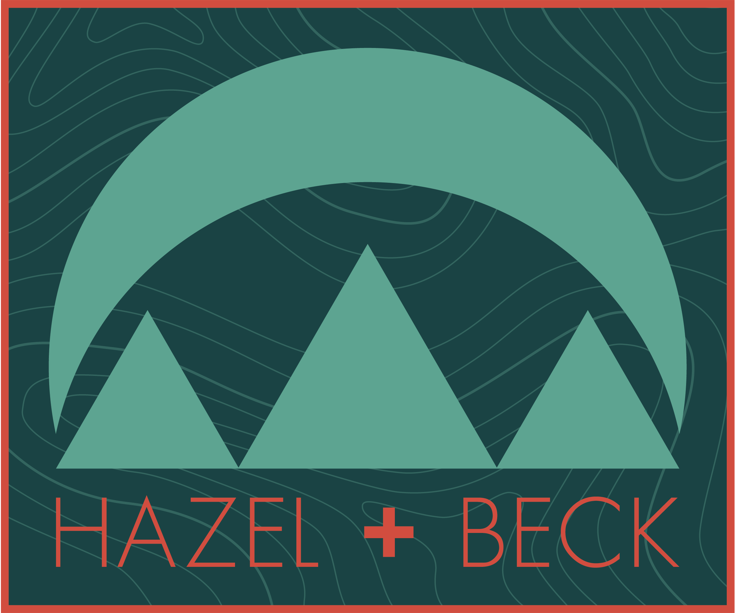 ALTERNATIVE / SECONDARY LOGO From the first round of client presentations: Echoing the topographic patterning in the primary logo above, the stylized topographic pattern of the background of this version provides visual interest, association with the mountains and outdoors, ties to primary logo, and enables the client the flexibility for any reproduction process or medium they may encounter. This design can be further simplified to simply the geometric icons with or without the logotype. The flexibility of this design addresses all needs for today’s range of output needs for the small business owner. The stylized topographic pattern can be utilized as a motif for a number of applications across the board.