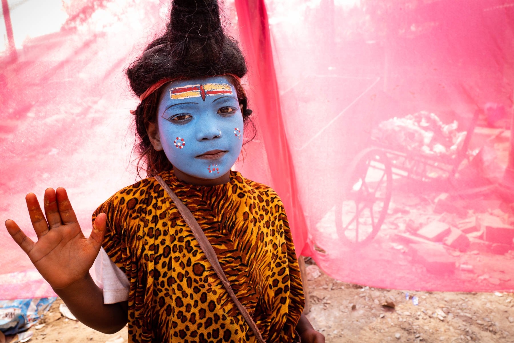 Girl made up as Shiva, Varanasi 2023