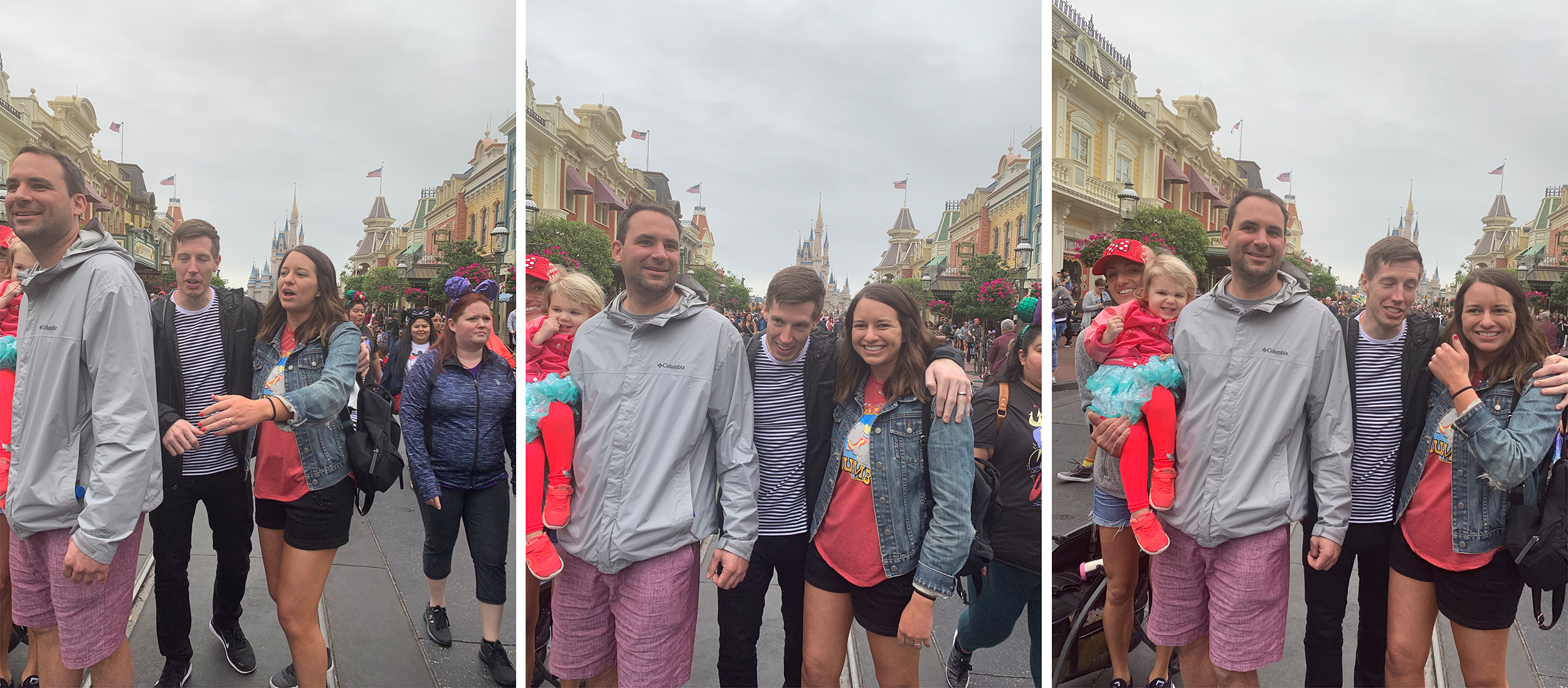 I asked my mom to take a photo of the 5 of us in front of the castle. She took these three photos and then handed my phone back to me. Nailed it. (insert laugh-crying emoji here)