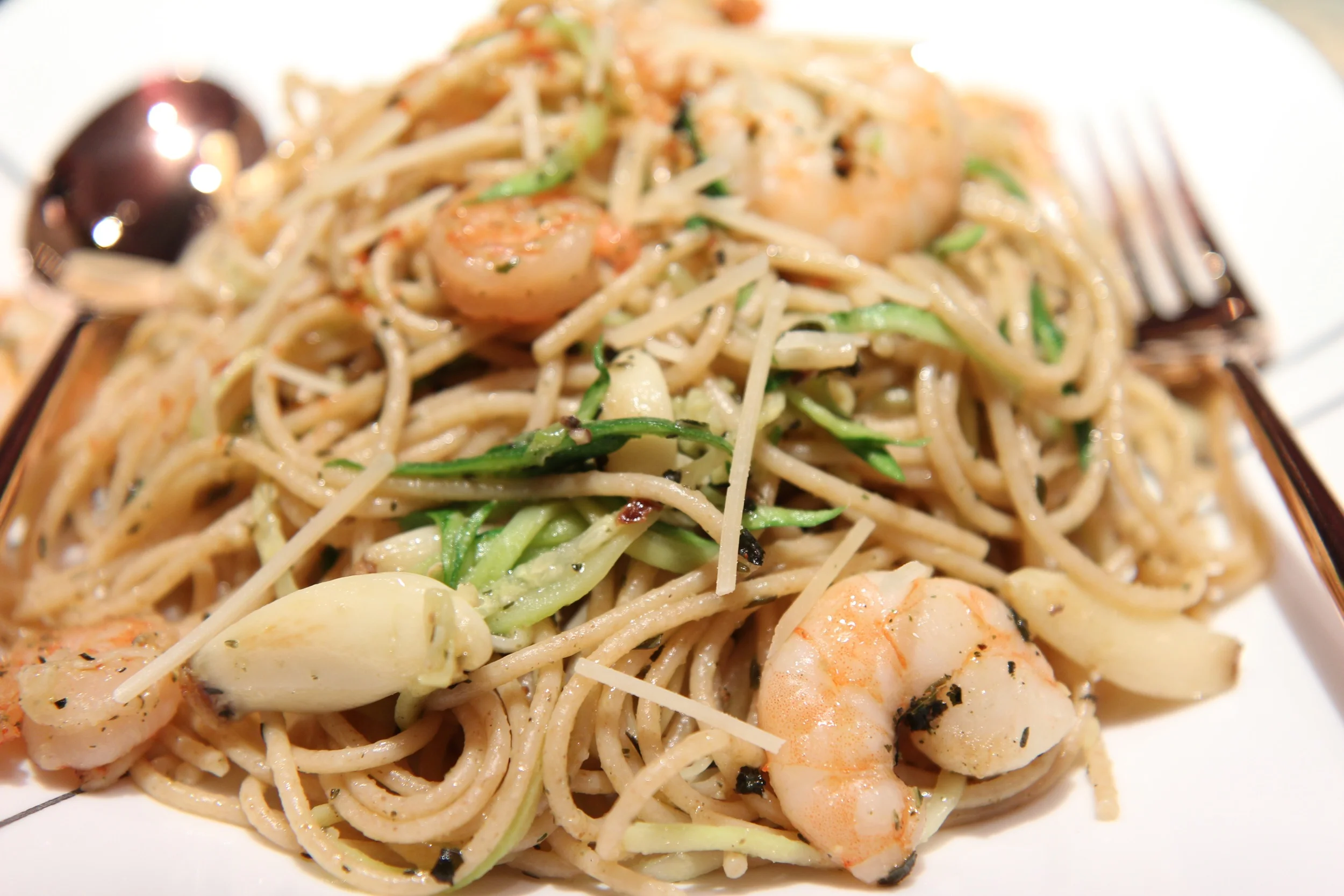 zucchini and shrimp ribbon pasta