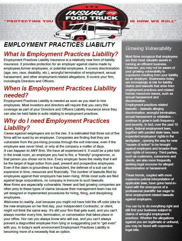 The Three Dirty Letters of Food Truck Insurance-EPL