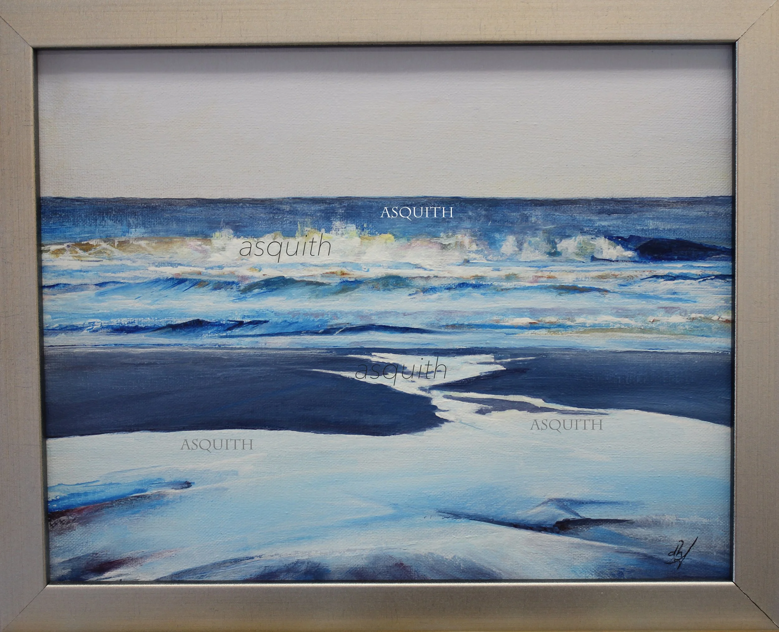 SUNKISSED SURF II - Original Acrylic on Canvas 11 x 14” - Framed and For Sale