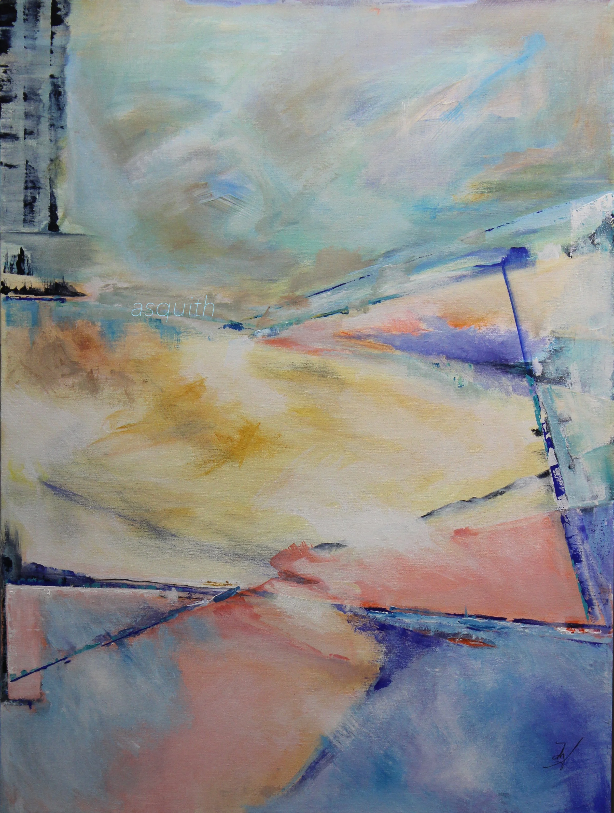 LAND and SKY - Original Acrylic on Canvas 30 x 40 - Floater Framed and For Sale at York Art Association, York, ME - donna.h.asquith@gmail.com