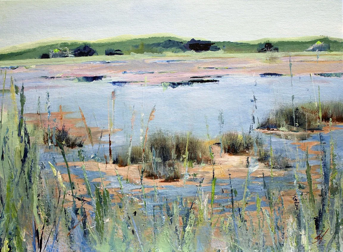 LOOKING THROUGH THE GRASSES - 12 x 16 Original Acrylic on Canvas Board - Framed and For Sale - donna.h.asquith@gmail.com