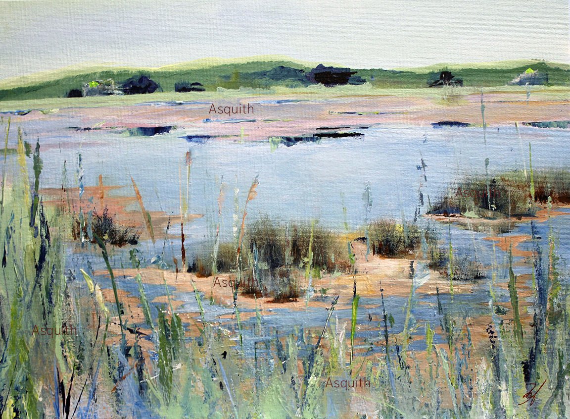 LOOKING THROUGH THE GRASSES - 12 x 16 Original Acrylic on Canvas Board - Framed and For Sale - donna.h.asquith@gmail.com