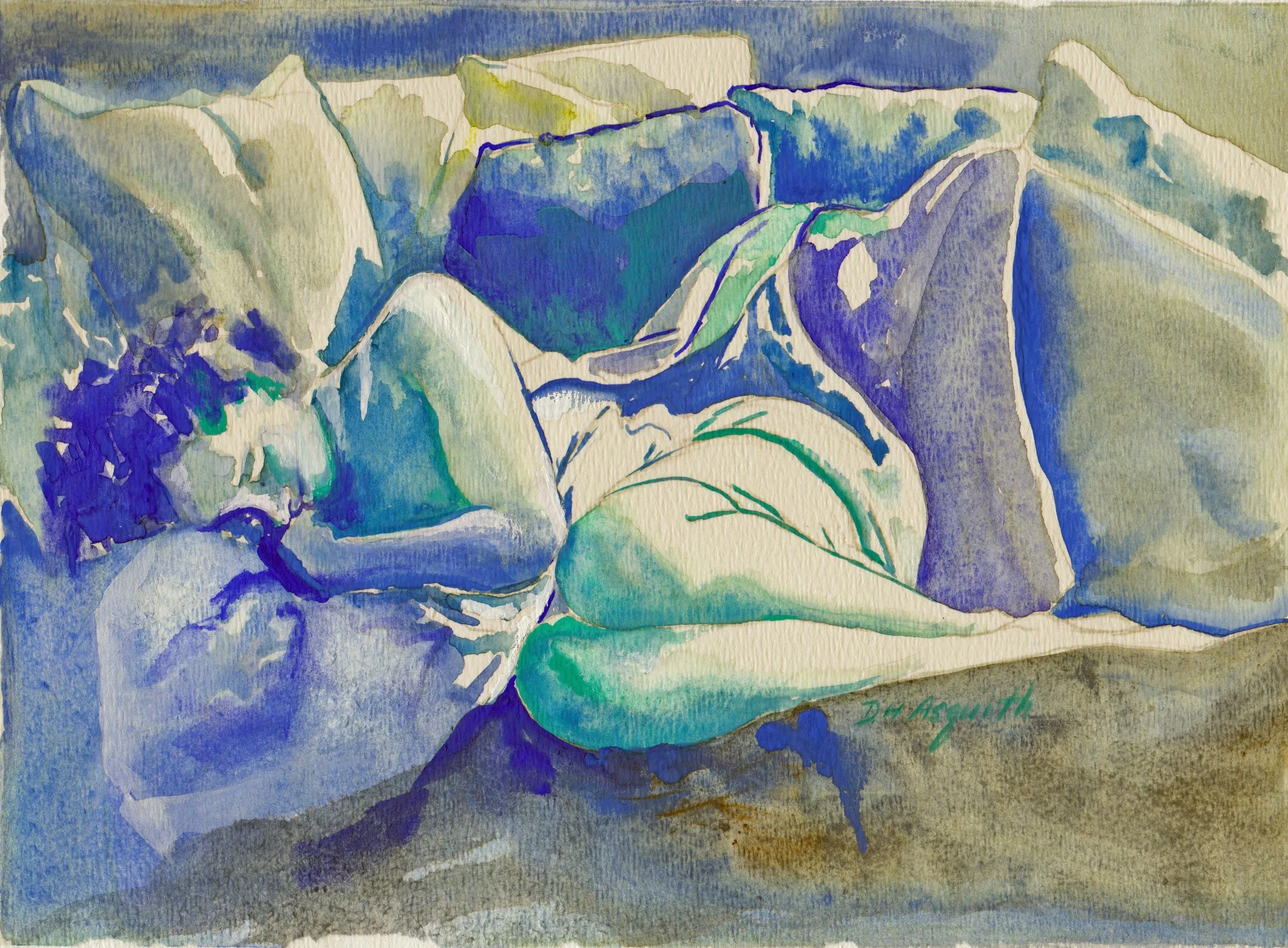 SOLD - KIMBERLY ON A BREAK - Original Watercolor on Paper - Framed and Sold at Ogunquit Barn Gallery - Prints available Upon Request