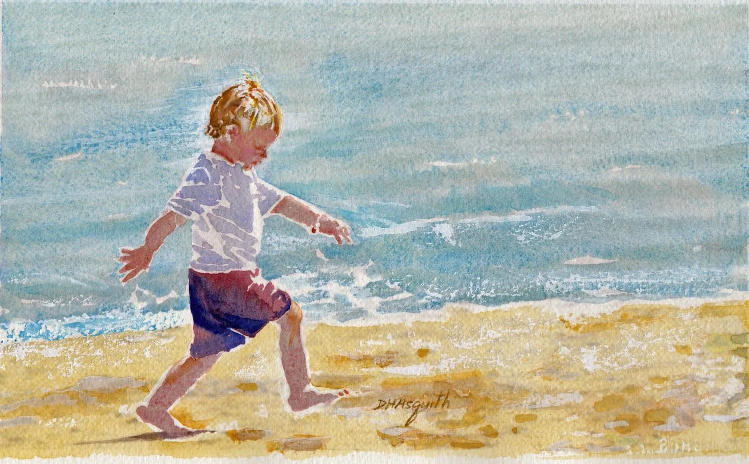 Sold - BEACH SKIPPER - Original Watercolor on Paper - Prints Available on Request