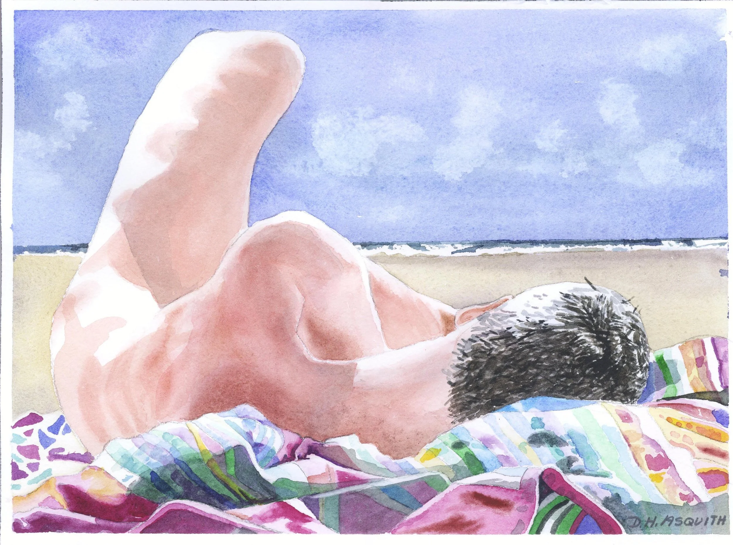 Sold - ROGER ON SUNDAY MORNING - Original Watercolor on Paper - Prints Available on Request