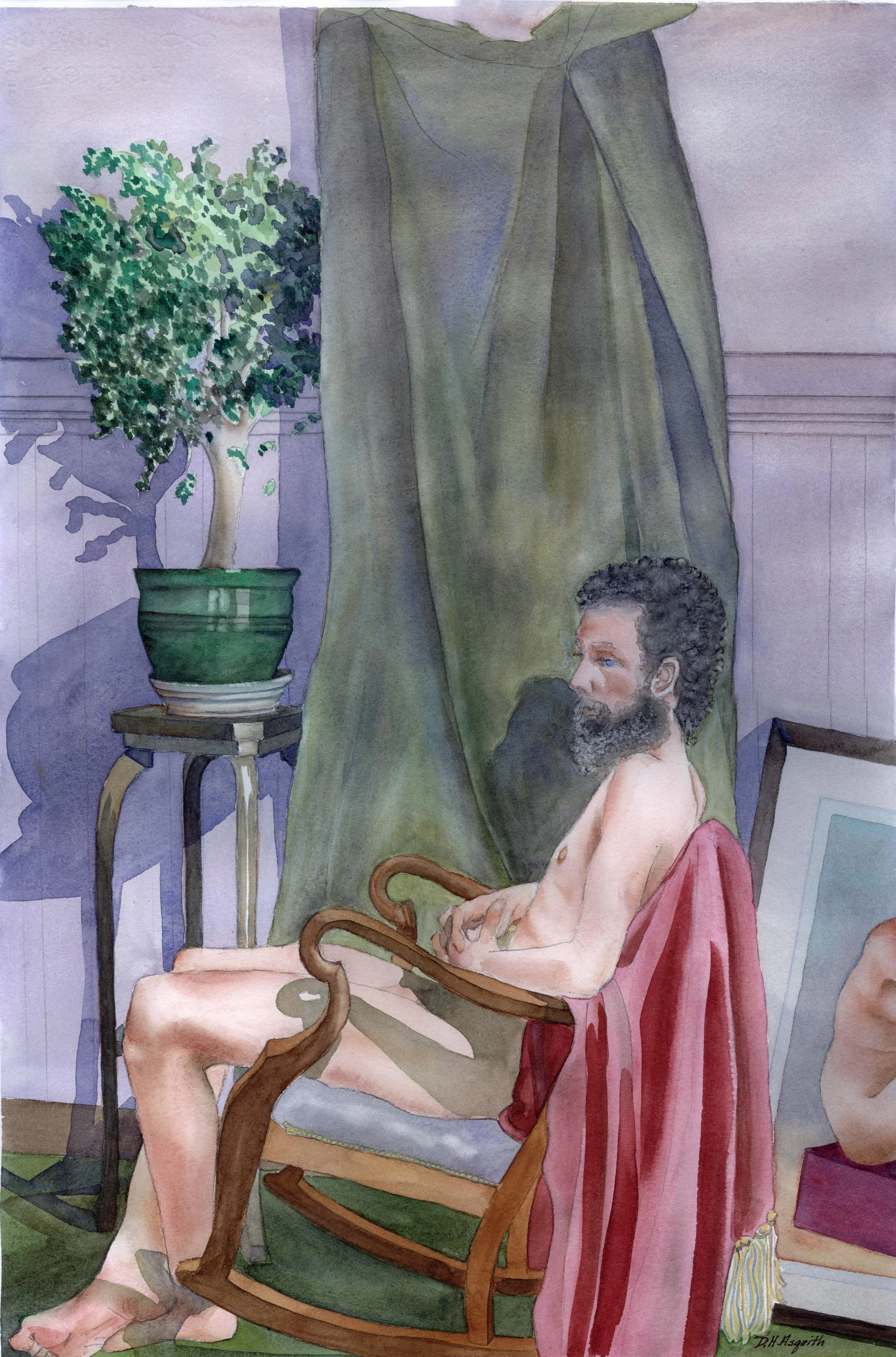 SOLD - SEAN AT SANCTUARY - Original Watercolor Painted From Life - 22 x 15" - Framed and For Sale - Contact Artist - donna.h.asquith@gmail.com