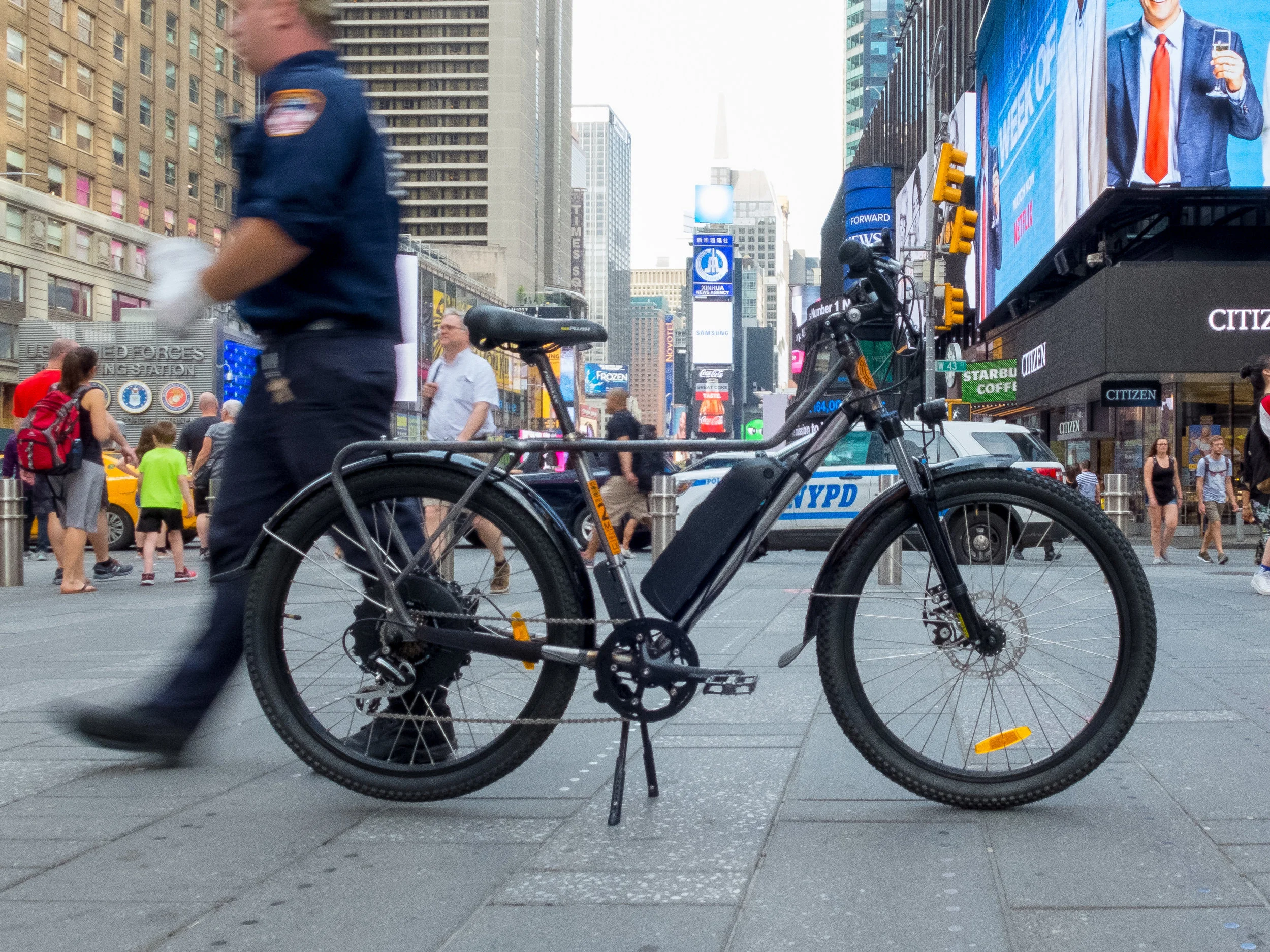 Prototype electric delivery bicycle in Times Square.