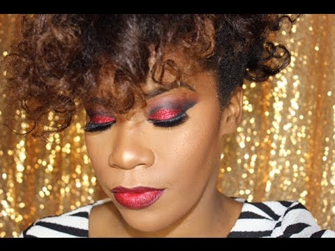 Red Sparkle Holiday Makeup 2015
