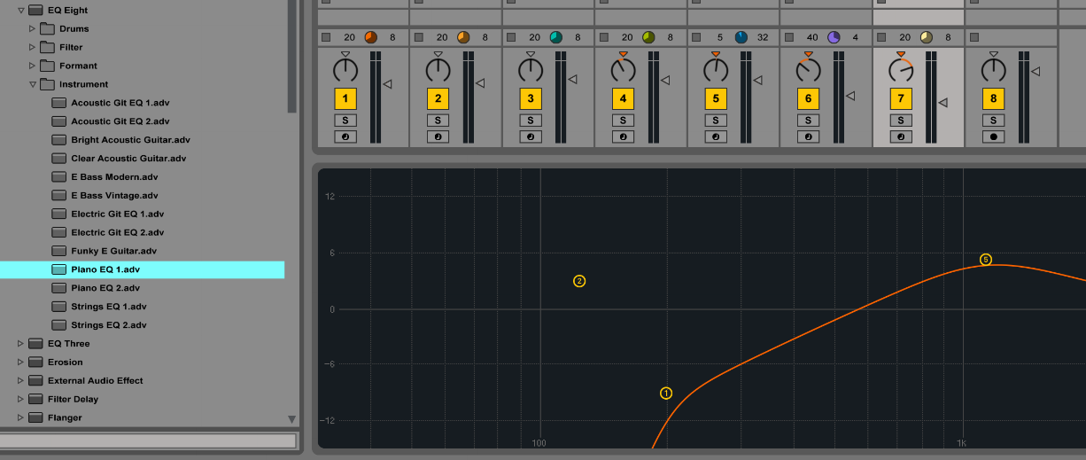 Audicionando presets en el navegador de Live...