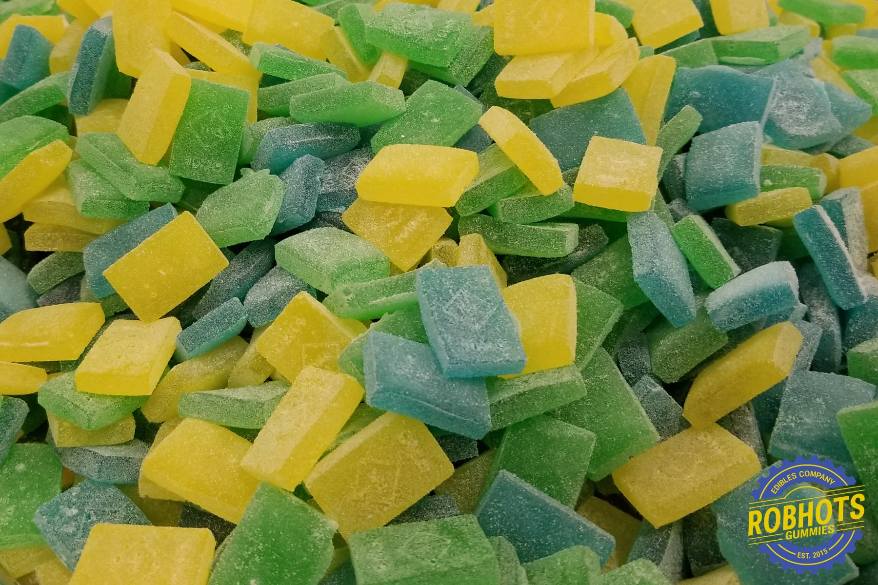 A full tray of Fruits gummies ready to be packaged.
