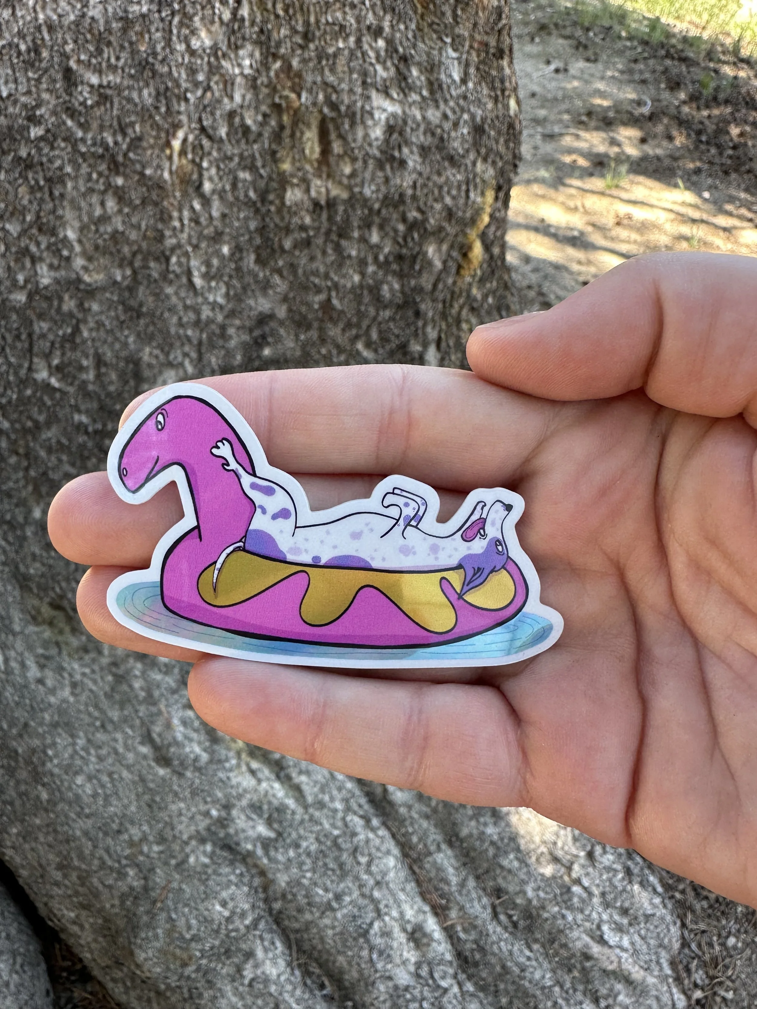 Pool Floatie Dog Holographic Sticker