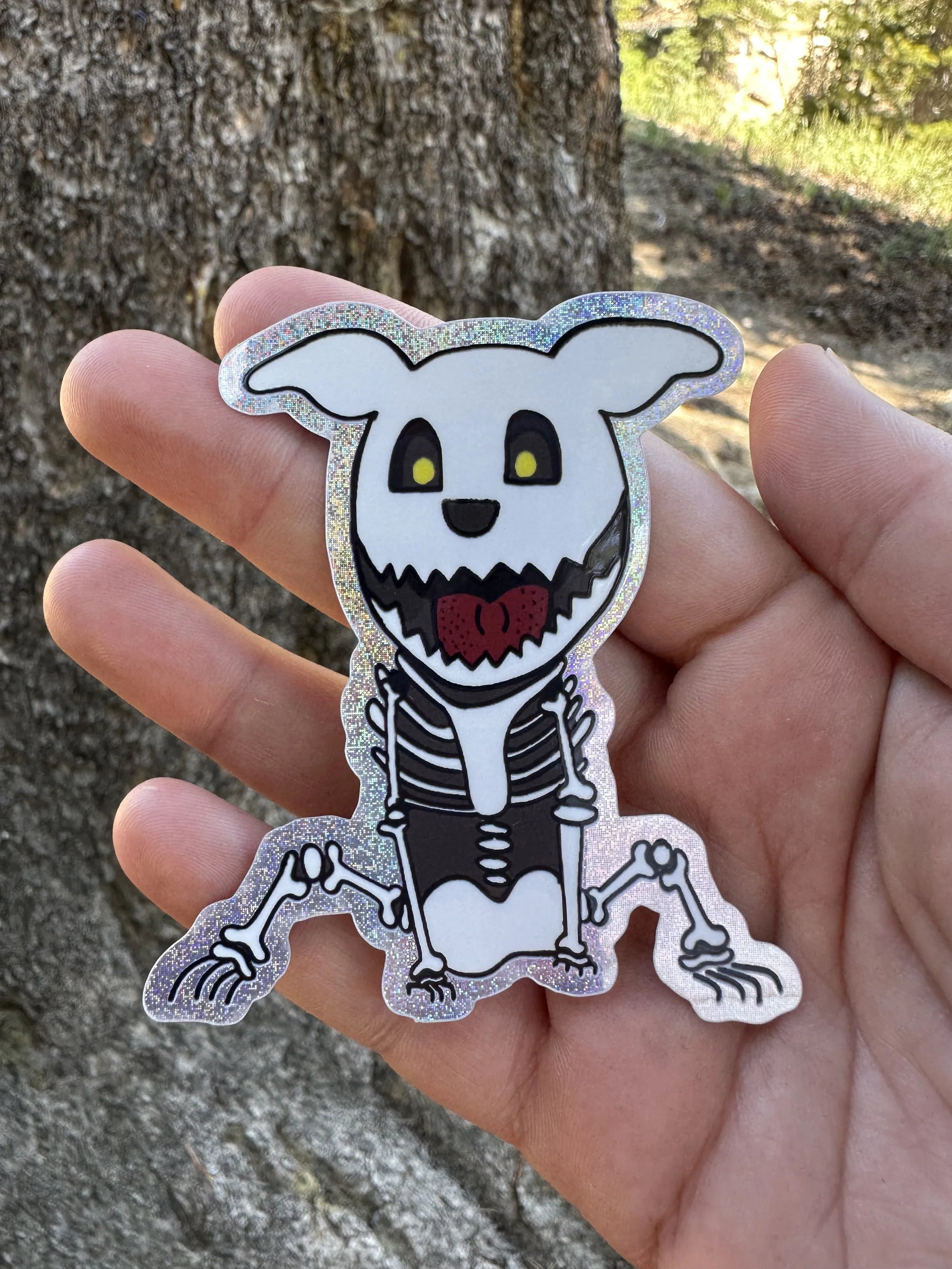 Dog Skeleton Spooky Sparkle Sticker