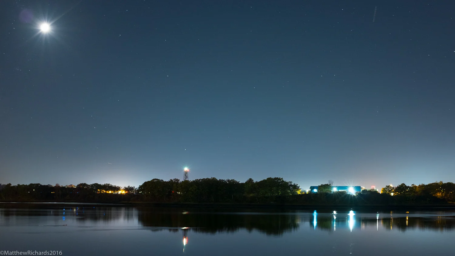 A view from Thompsons Point at night.