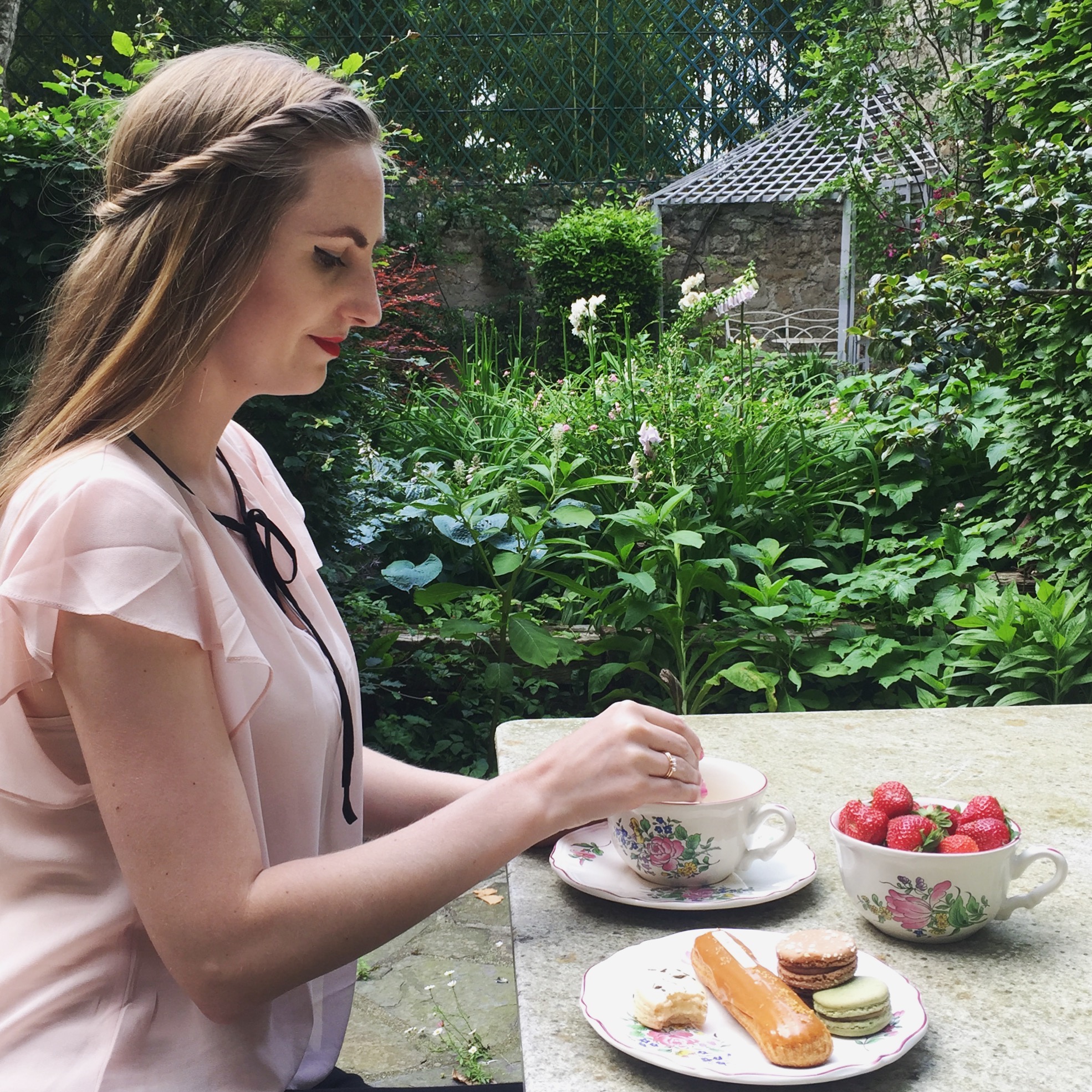 Ivy in our garden enjoying the pastries. 