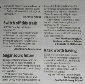 Letters to the Editor, Herald Sun 19 March 2016