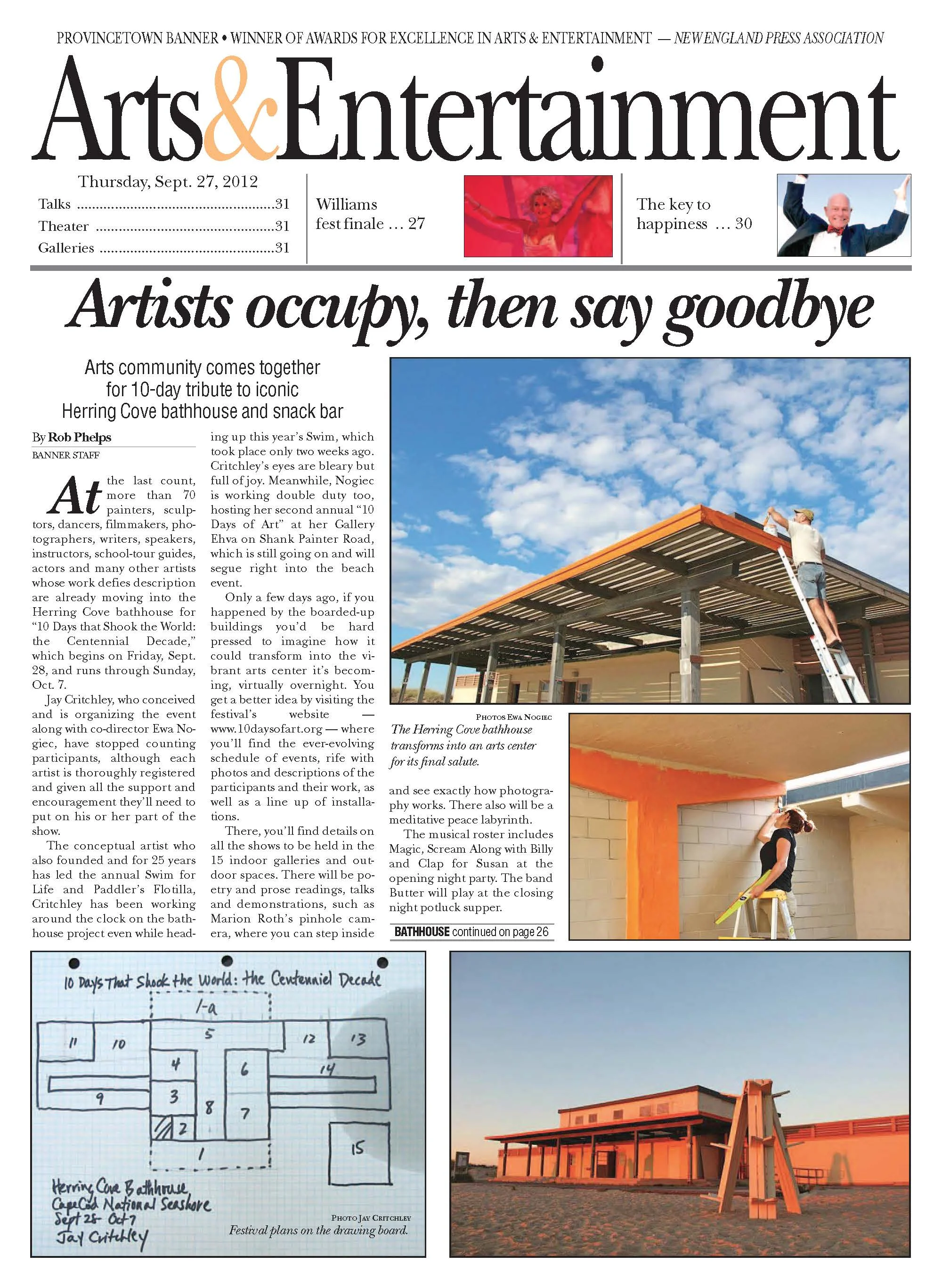 Feature on artists site-occupation exhibition, Provincetown Banner, September 27, 2012 A story in the arts section while I served as the Banner's arts editor.