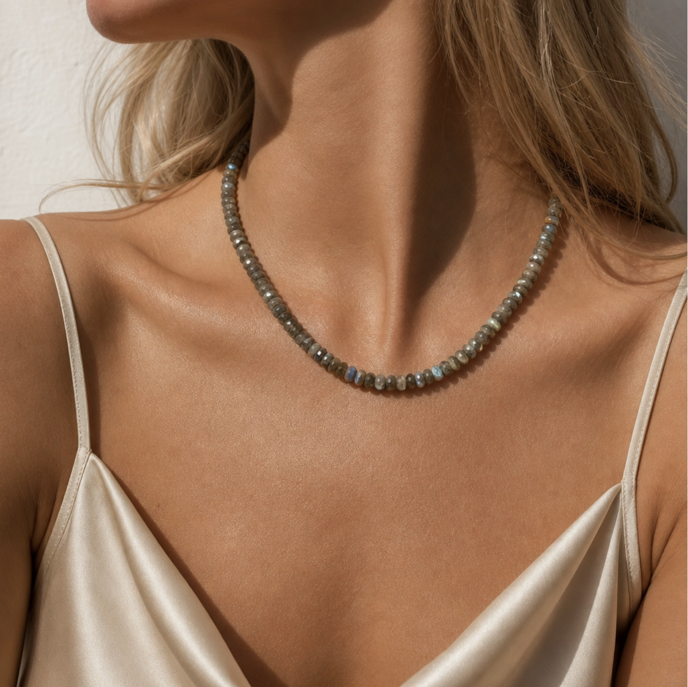 Black Labradorite Beaded Necklace