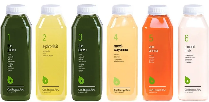 Level 1 Level 1 is recommended for first time cleansers. This level has the largest taste variety and is a great way to get to know our juices. Level 1 consists of two green juices, one a-phro-fruit, one mexi-cayenne, a zen-ahoria, and an almond mylk. Each cleanse includes six 16 oz. juices
