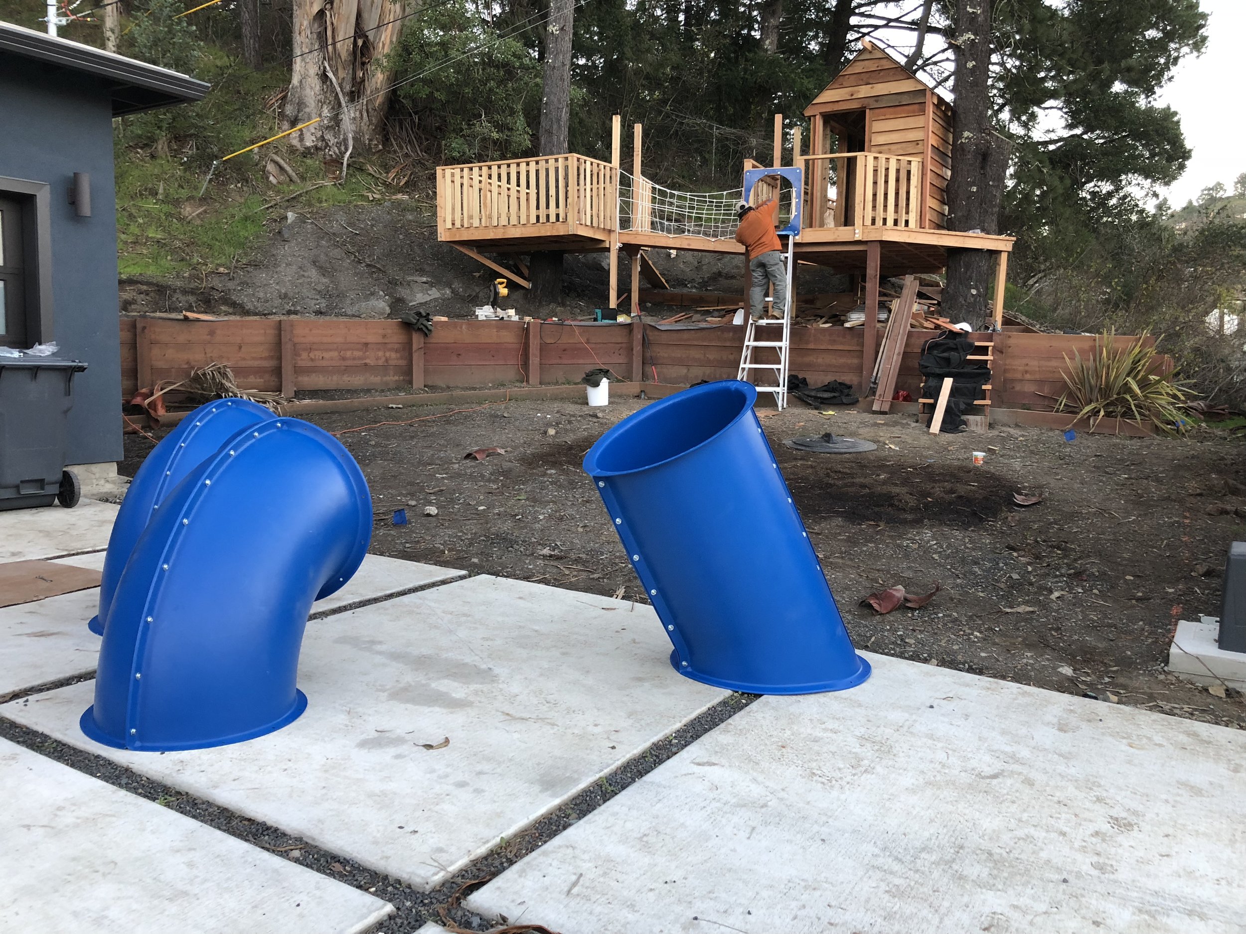 Treehouse in Marin, Mill Valley, Francisco's Gardening and Maintenance - 20 treehouse with slide build.jpeg