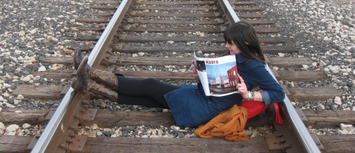 Associate Director, Lauren van Haaften-Schick catches up on her reading in Marfa, Texas. No better place to read on art and law, right?