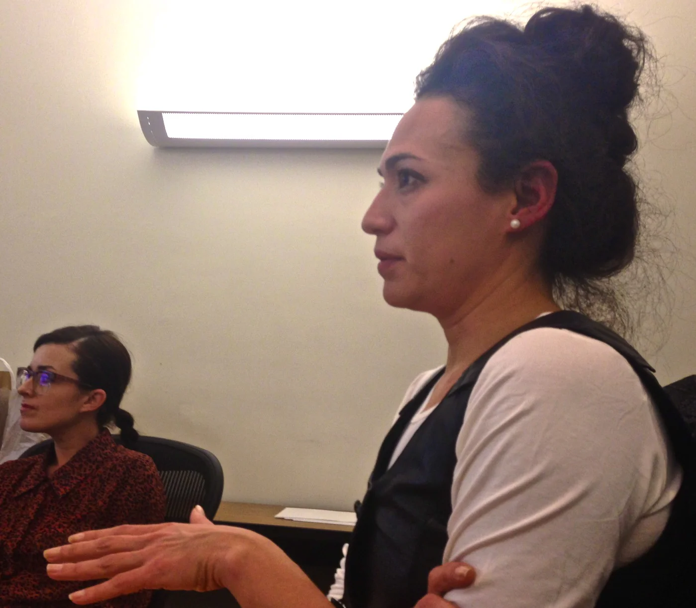 Sofía Hernández Chong Cuy leads a seminar on Latin American artists who employ law as medium (2014).