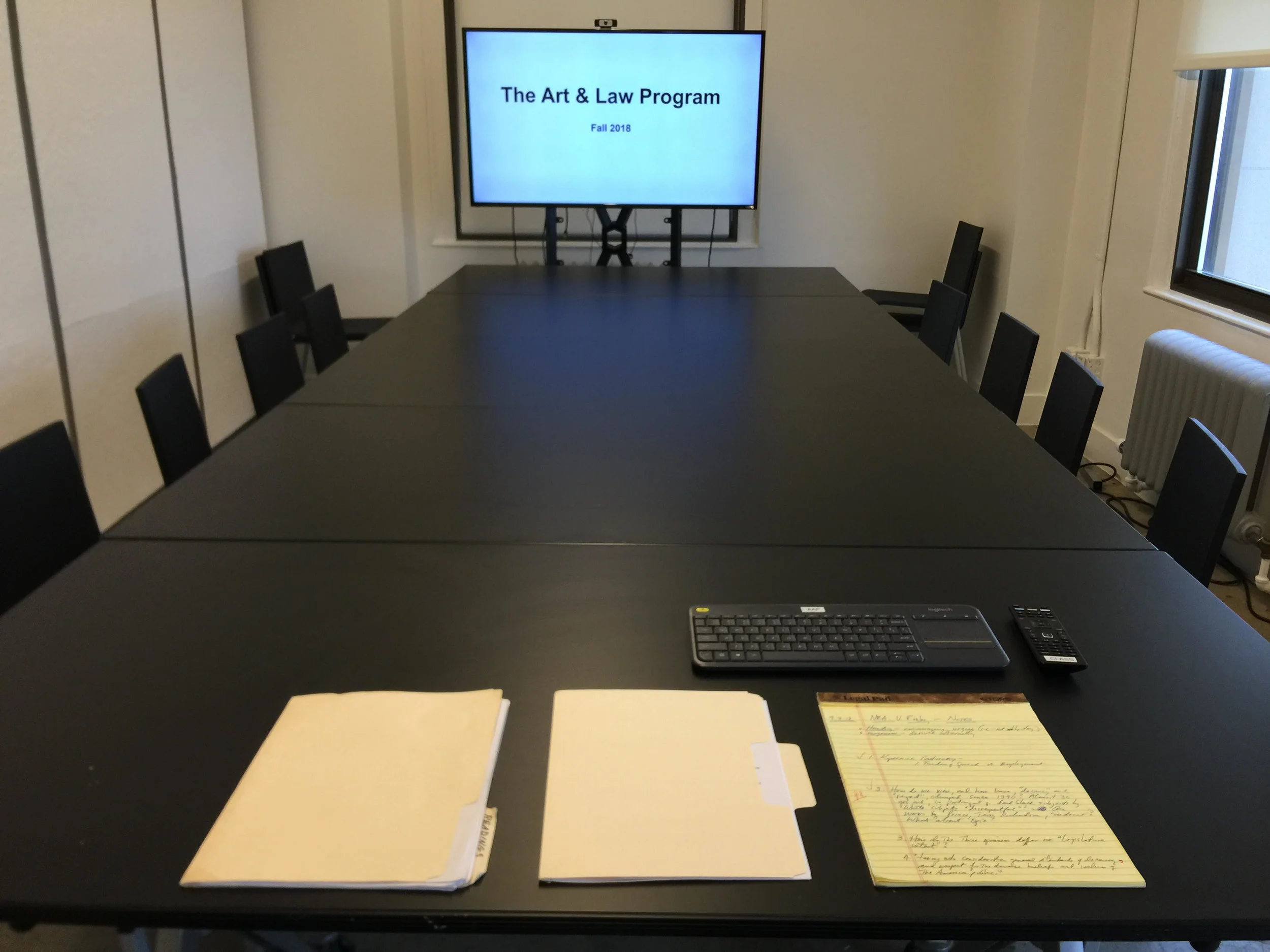 Moments before the fellows arrive for a seminar (Fall 2018).