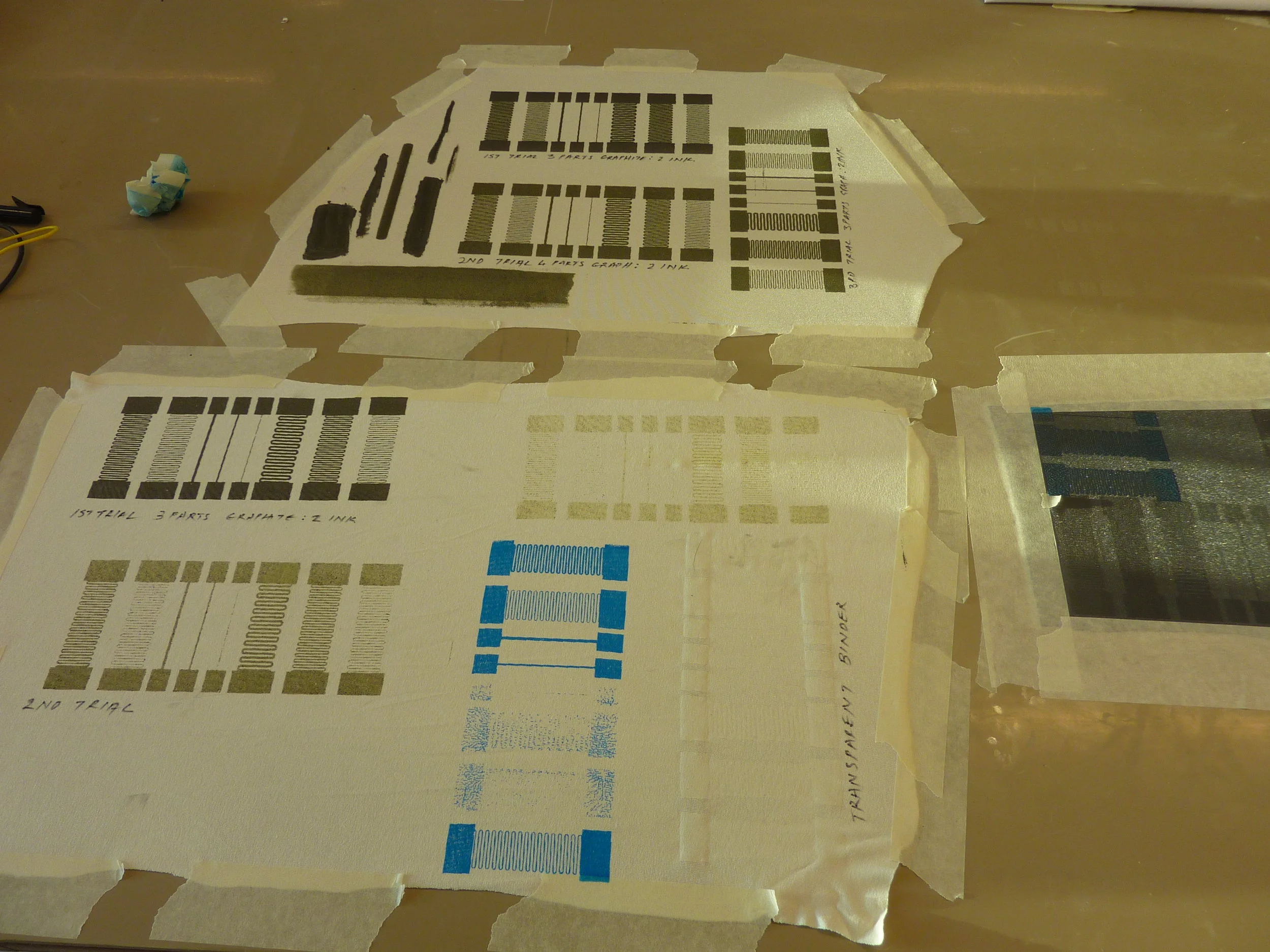 Screen printing of conductive inks to produce stretch sensors was also investigated. 