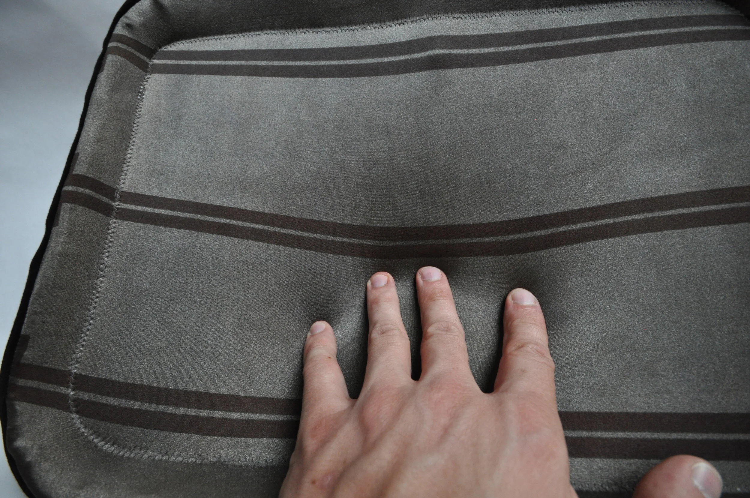  Two layers of stretch sensors where then over layed and resulted in a touch sensitive fabric surface that could also determine the force of the touch. 