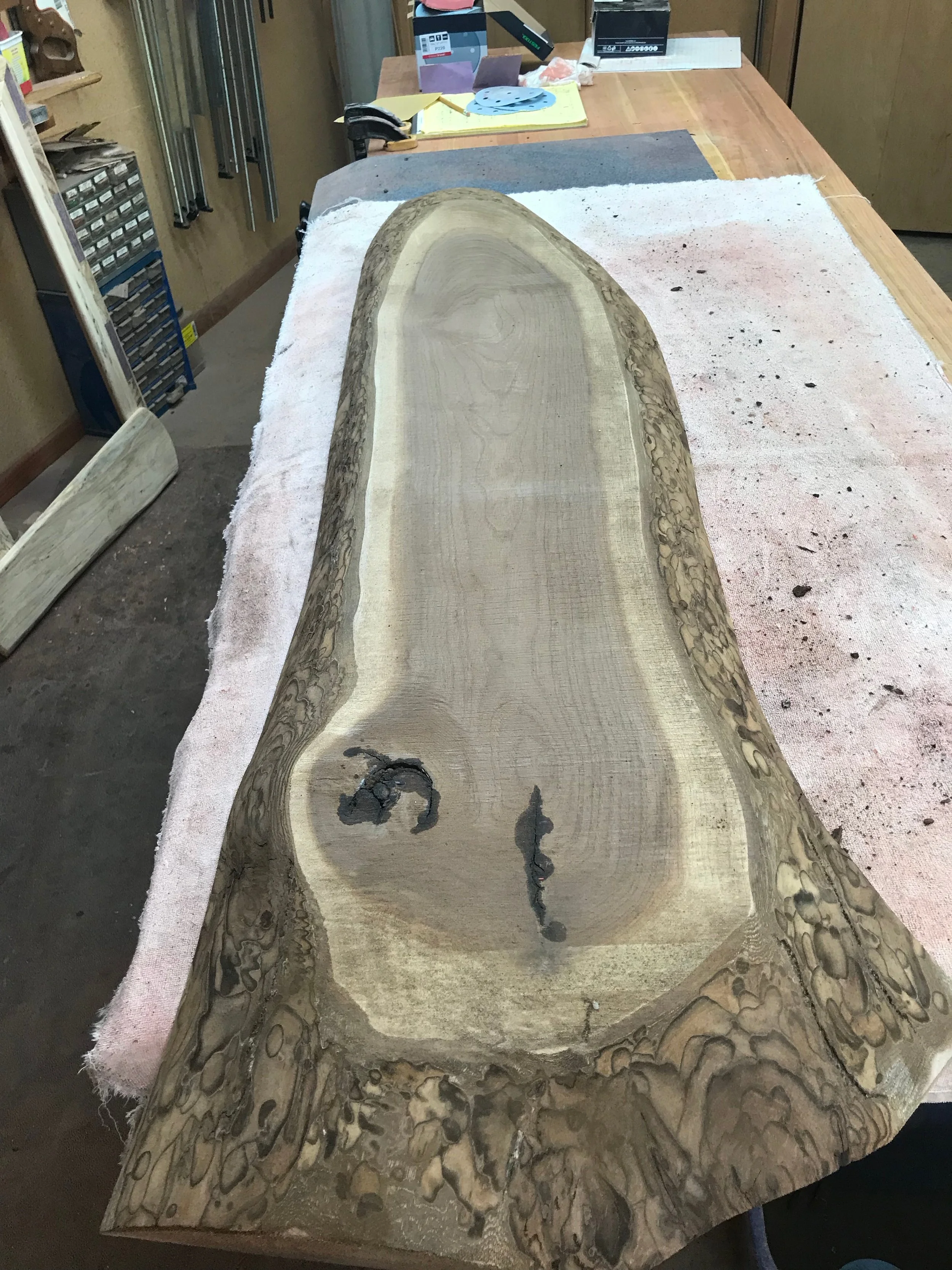 Nearly ready for general sanding of the surface.