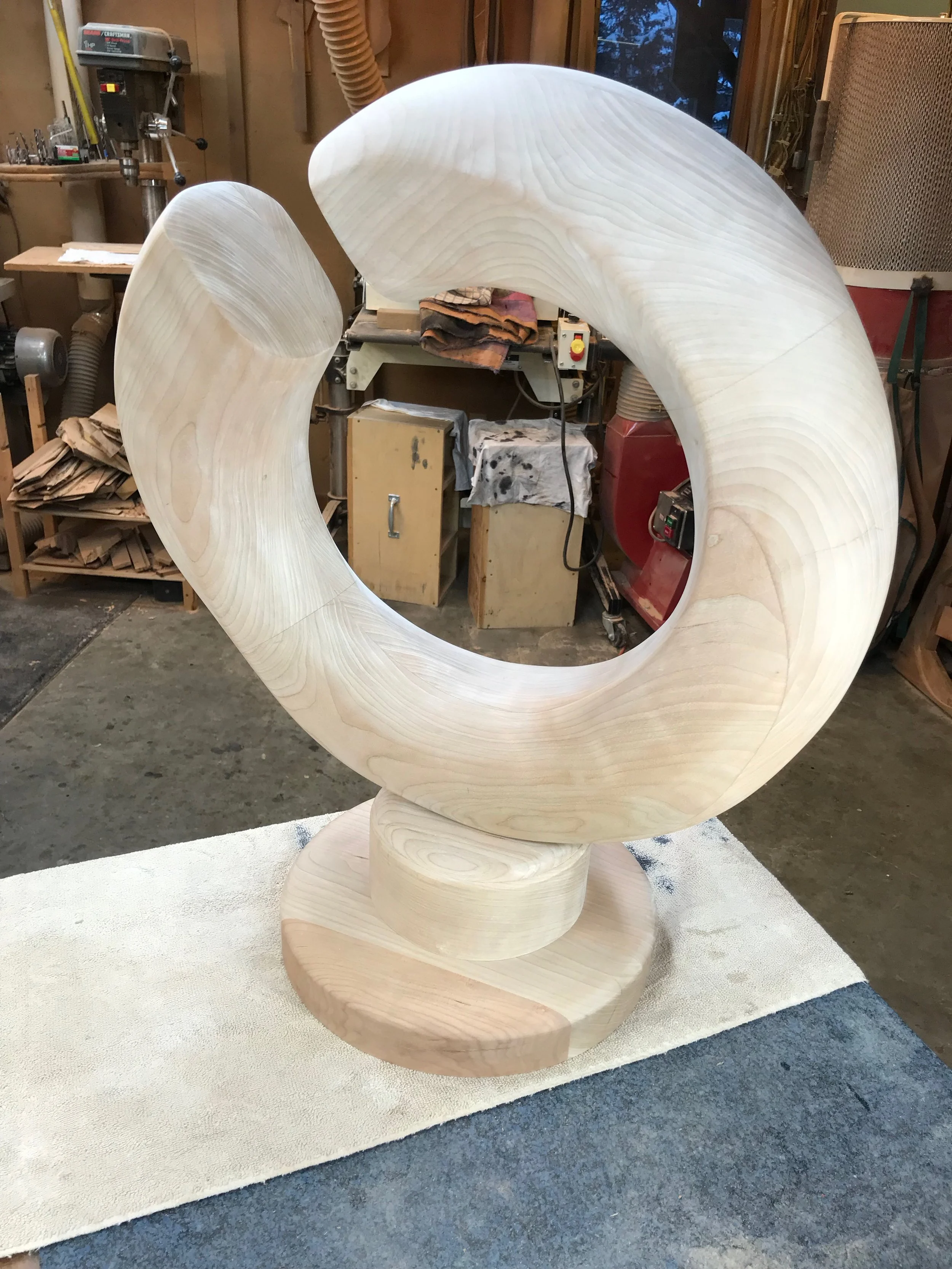 Mobius><Terminus mounted, but without any finish. When doing sculpting work the hand sanding process requires many days. The grit sequence is as follows: #60, #80, #100, #150, #220, #400, #800, #1200, #1500, #2000.