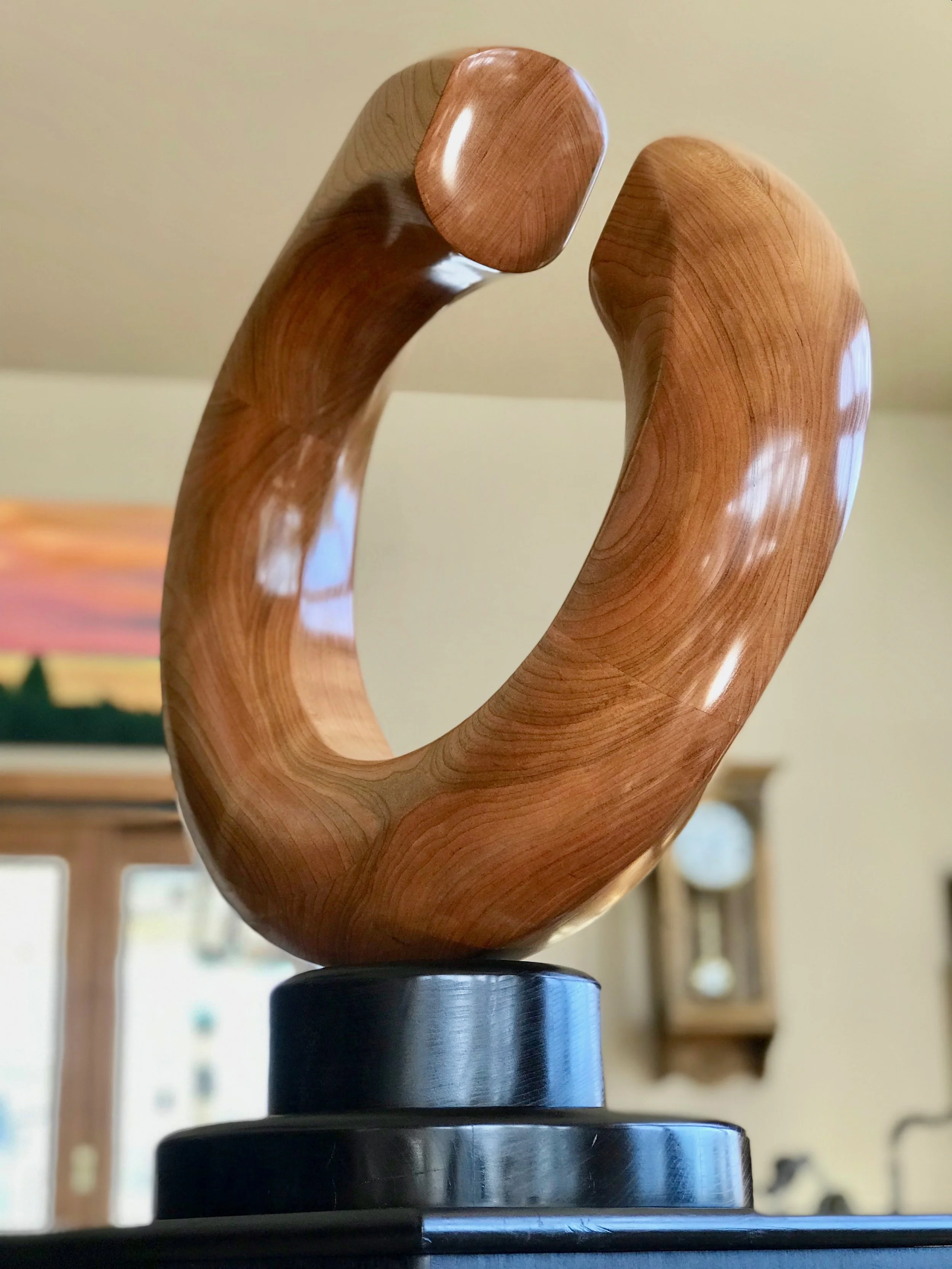 Mobius><Terminus, ready for exhibition. The finish is 14 coats of tung oil, very lightly sanded with #2000 grit between each coat.