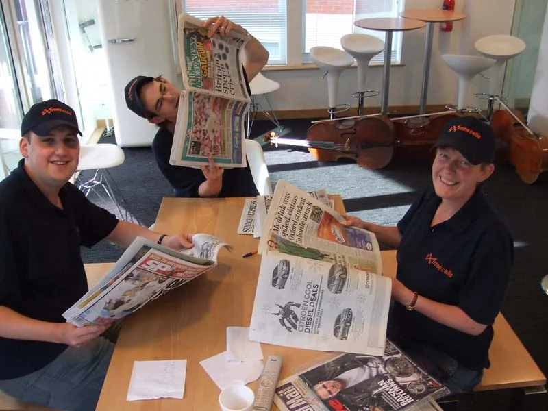 Reviewing the papers at Radio Leicester!