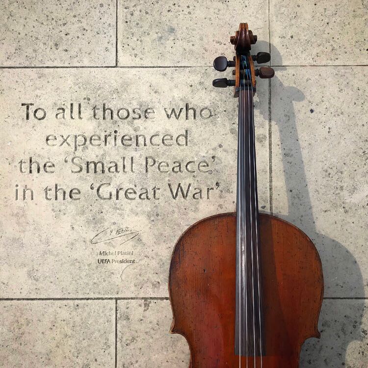 Michel Platini's quote at the UEFA monument to the Christmas Truce game