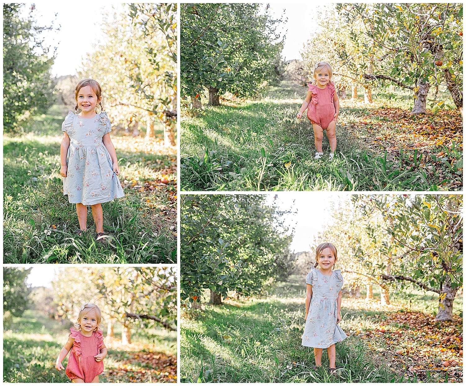 Two toddler girls posing for fall family photos in Cleveland, TN