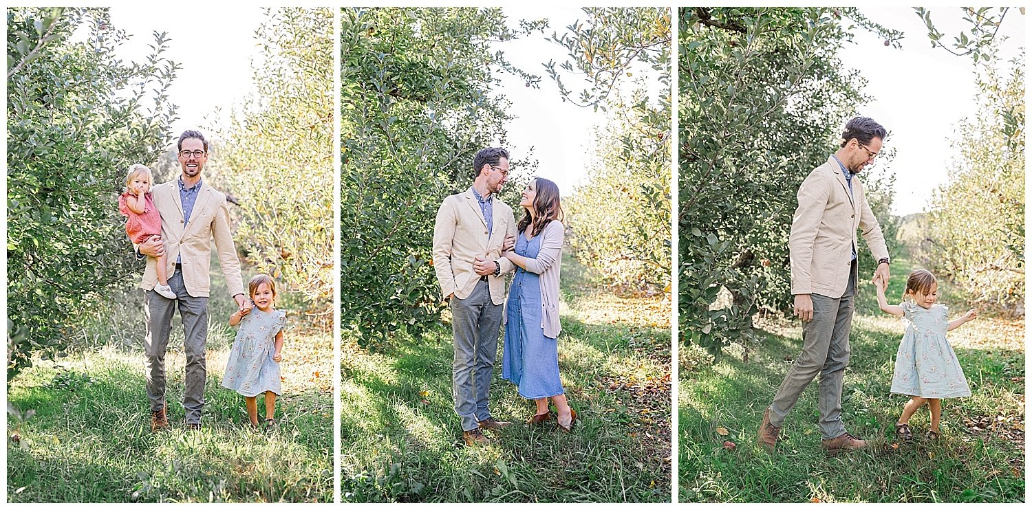 A dad posing for fall photos with his kids and wife in Cleveland, TN