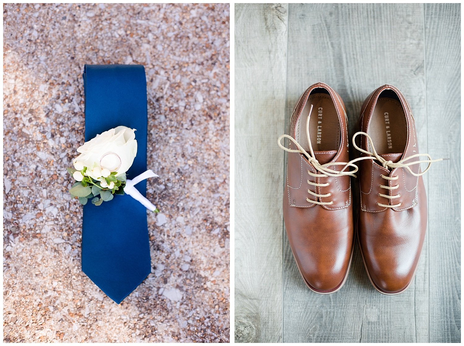 groom wedding details on concrete and wood at Patten Chapel at UTC in Chattanooga