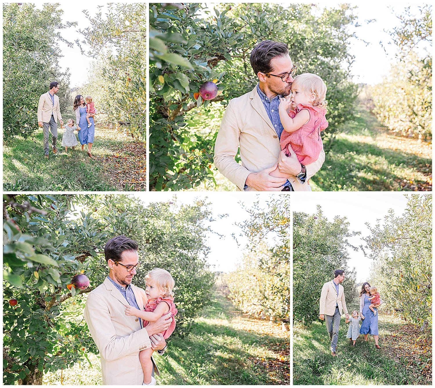 A family posing together for fall pictures at the apple orchard in Cleveland, TN