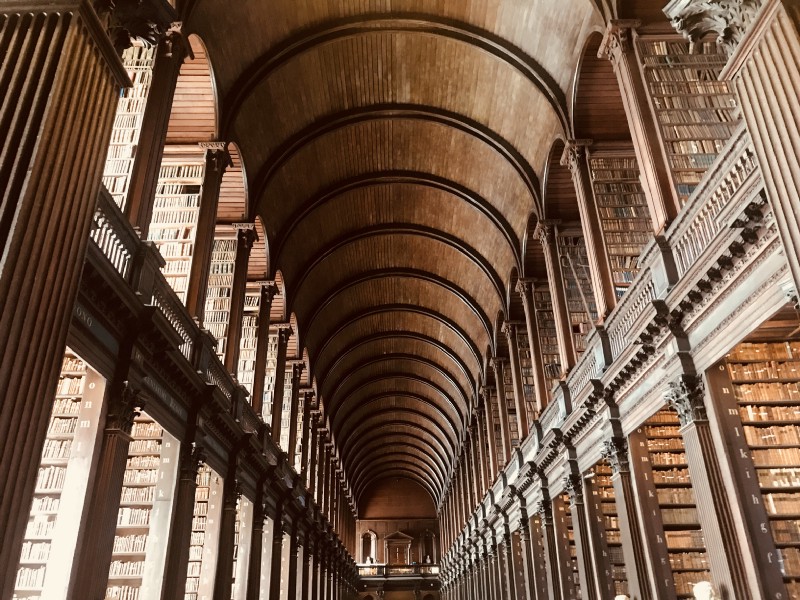Long room at the Trinity College Library, Dublin, Ireland