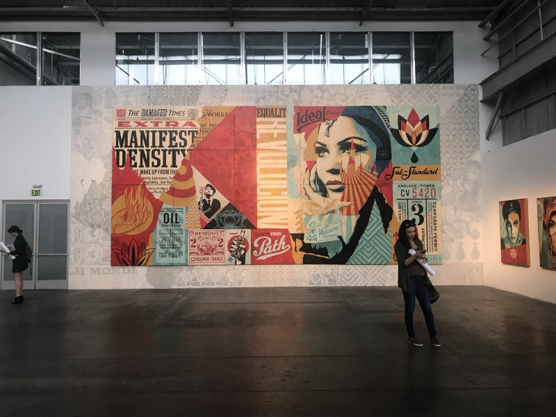 The capture of Damaged and women mid-Instagram, I assume. Photo by me. Art by Shepard Fairey