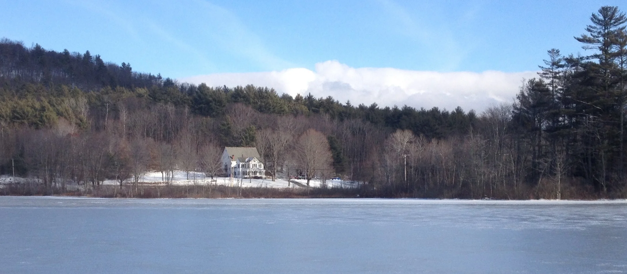 Upper Spectacle Pond January 6th 2017 with only 4 inches of ice, the next day they were ice fishin'!
