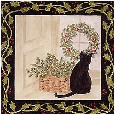 Black Cat Christmas napkins &amp; pot holder!