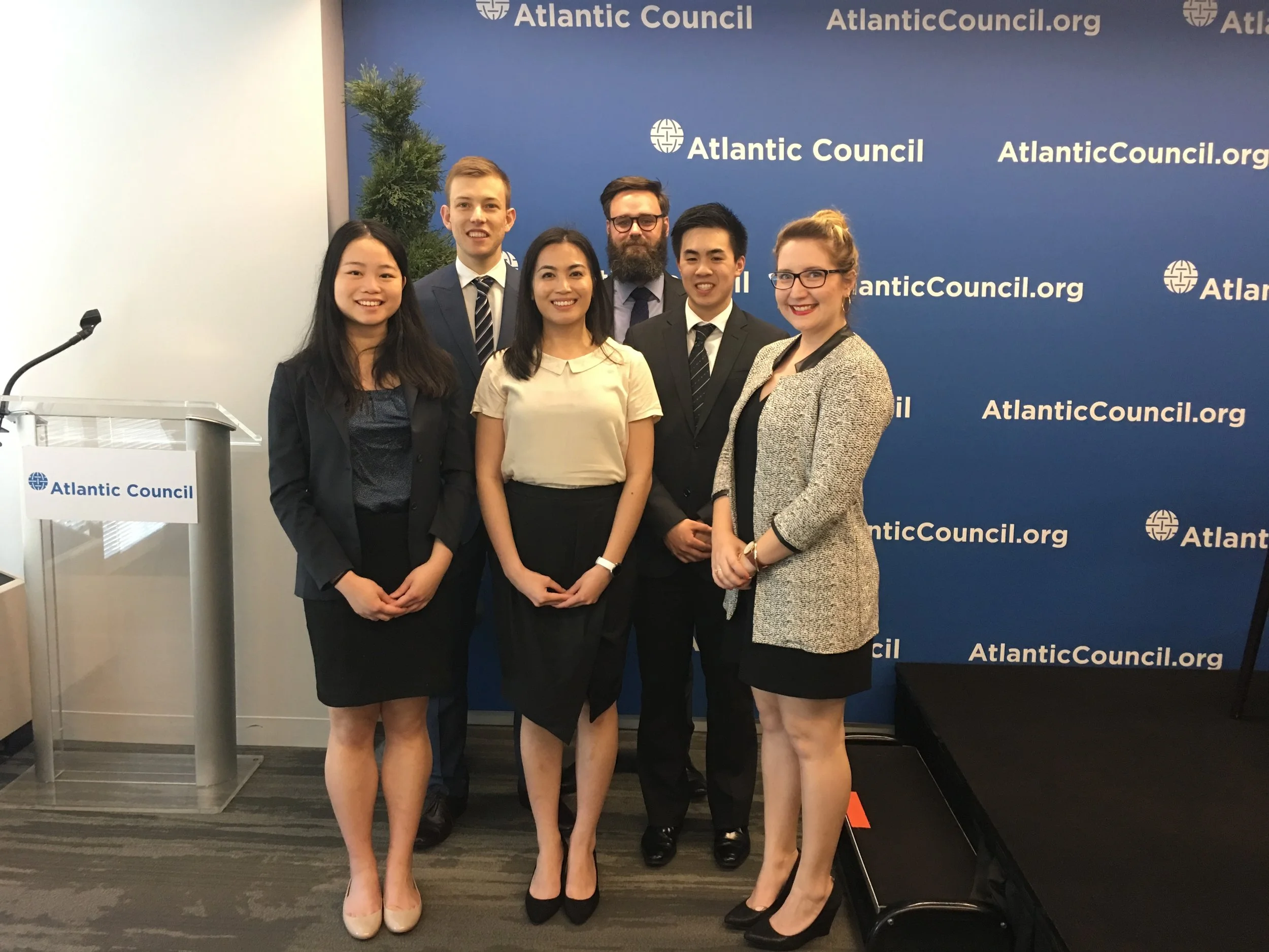 (Left to right) Susan Deng (UNSW Co-op Scholar), Tom Perfrement (UNSW Co-op Scholar), Almira De Vera (University of South Australia), Dominic Rose (Sir Walter School of Public Policy and International Affairs), Tony Chen (University of Melbourne, Faculty of Business and Economics), Sarah-Joy Pierce (QUT Business School).
