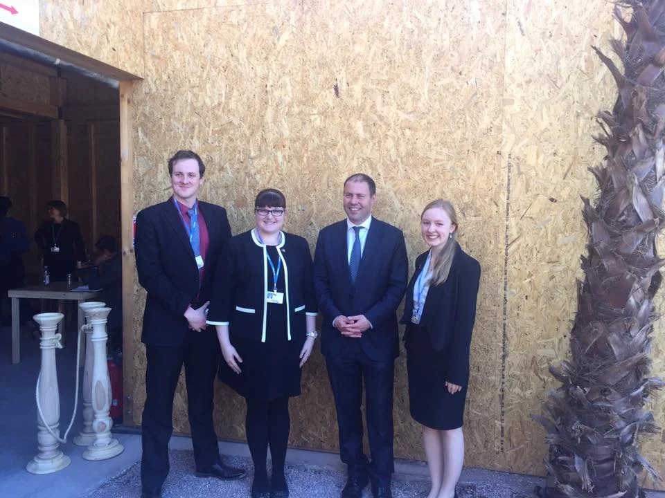 Global Voices met with Minister Josh Frydenberg in Marrakech. The delegates discussed their research papers as well as Australia's recent ratification of the Paris Agreement. 