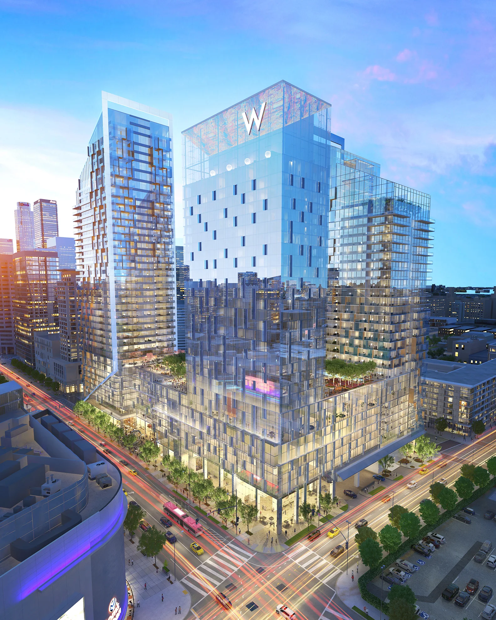 City Center and W Hotel, Los Angeles