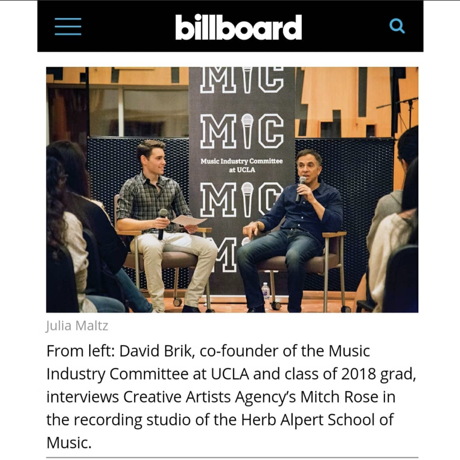 Photo published in Billboard Magazine